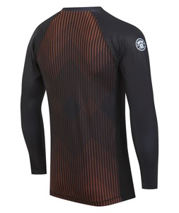 Striped Short Sleeve UPF50 Breathable Rash Guard-<b>Brown</b> - Product Image 4