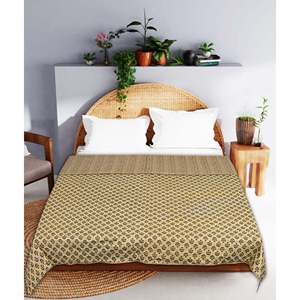 Handmade Plant Floral Print Cotton Double Bed Dohar for Home & Hotels (SHKR1018) - Product Image 1