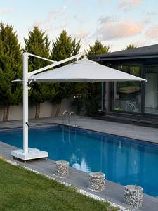 Parasol commercial d'extérieur en aluminium avec base en marbre, tissu acrylique, 3m (350*350) avec 8 bâtons latéraux, idéal pour hôtels et protection solaire - Product Image 2