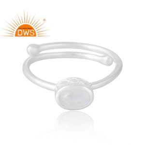 แหวนพลอย925รูปพระจันทร์สีรุ้งธรรมชาติสำหรับผู้หญิงเป็นของขวัญ - Product Image 3