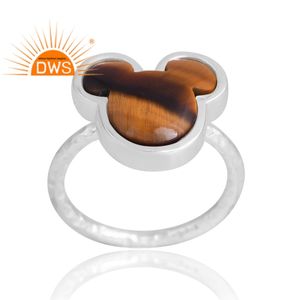 Anillo de piedras preciosas amarillas de ojo de tigre Natural de Plata de Ley 925, joyería personalizada para mujer, regalo para ella - Product Image 1