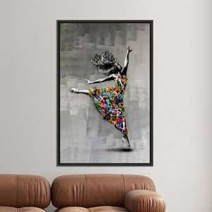 Affiche sur toile Graffiti Dancer - Impression d'art urbain vibrant pour décoration urbaine, TOILE ENCADRÉE NOIRE - Product Image 1