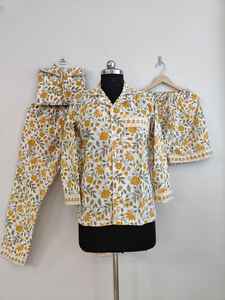 Ensemble de pyjama pour femmes en coton 100% imprimé léopard, haut à col en V à manches longues, pantalon de jogging à braguette boutonnée, coupe décontractée, été, luxe, pastel - Product Image 6