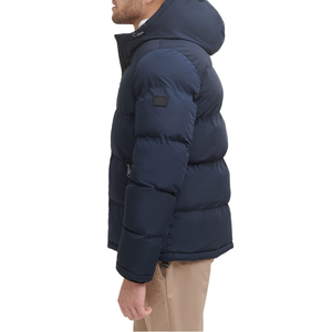 2025 New Luxury Custom <b>Men's</b> <b>Canvas</b> Puffer <b>Jacket</b> High Quality Fabric Stand Collar Winter Wear Front Logo Hooded - Product Image 4