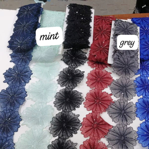 Garniture élégante en dentelle brodée de luxe pour vêtements de mariée et de soirée à la mode pour vêtements élégants - Product Image 1