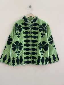 Traditional Indian Suzani Embroidered Velvet <b>Jacket</b> For Women <b>Hippie</b> Style Short <b>Jacket</b> - Product Image 2