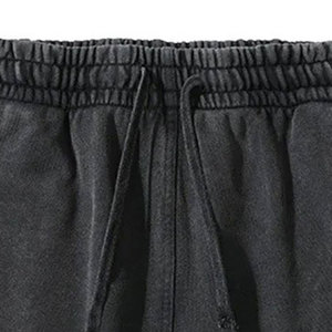 Shorts en velours côtelé délavé pour homme, 100 % coton, couleur unie personnalisable, respirant, coupe ample, style hip-hop streetwear, élastique - Product Image 6