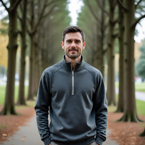 Sweat-shirt demi-zip, surdimensionné goutte épaule sweat-shirts hommes respirant tenue décontracté surdimensionné demi fermeture éclair sweats hommes - Product Image 6