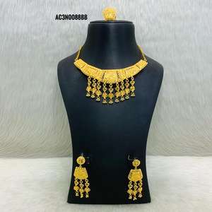 Conjunto de Collar y Pendientes con Diseño Floral Creativo y Elegante, Chapado en Oro de 18K, Joyería de Un Gramo para Mujer - Product Image 1