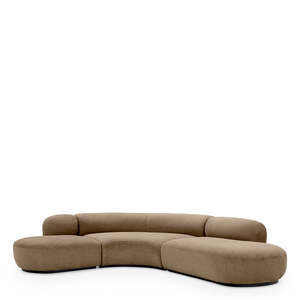 Bjrn L Shape <b>Sofa</b> Convertible Genuine Leather Fabric Set <b>for</b> Living Room Stratfort Brown Home Furniture with <b>Sponge</b> Filling - Product Image 1