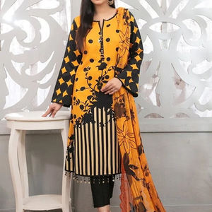 Les plus tendances nouveauté pakistanaise vêtements en lin décontractés Salwar avec Kameez pour femme fabriqué au Pakistan matériel de soie pour les fêtes - Product Image 4