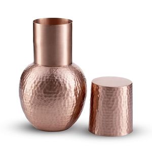 Botella de cobre de agua de la mejor calidad Surahi martillado indio beneficiado Ayurvédico tradicional a precio asequible - Product Image 2