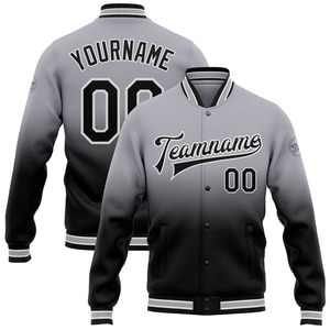 Vente en gros de bombardiers décontractés hiver personnalisés gris noir-blanc veste à bouton-pression intégral Varsity Letterman Fade Fashion - Product Image 1