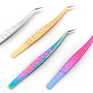 Pince à cils couleur rose design mignon motif délicat en acier inoxydable fait main acheter en ligne pince à épiler professionnelle Extension - Product Image 2