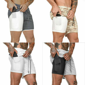 Double Layer Fast Dry <b>Men</b> Gym <b>Shorts</b> With Pocket Male Sportswear <b>Compression</b> Running Gym <b>Shorts</b> for Workout - Product Image 1