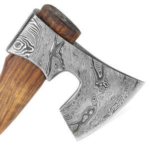 Hache longue en acier de Damas de style nordique, design d'inspiration historique, fabriquée à la main avec manche en bois pour utilisation en extérieur et camping - Product Image 6
