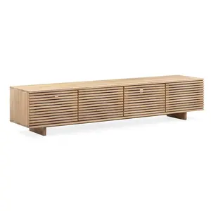 wewuy tv stand with 2 storage drawers and 4 doors made of solid teak wood frame for indoor and outdoor use