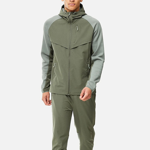 Conjunto de chándal de dos piezas personalizado de color de contraste, pantalones holgados y chaquetas cortavientos, conjunto de chándal de poliéster para hombre - Product Image 1