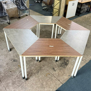 FOS 6-Piece Modern & Contemporary <b>Office</b> Furniture Trapezoidal Mobile <b>Table</b> Set with Iron Legs Plywood Frame-for Hotels-FOS009 - Product Image 6