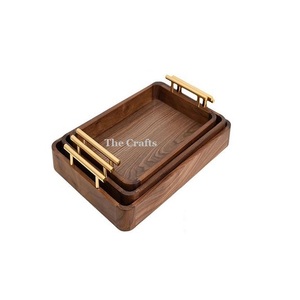 Juego de bandejas de madera de calidad superior de 2 tamaños diferentes Vajilla Bandeja de aperitivos a precios razonables - Product Image 5