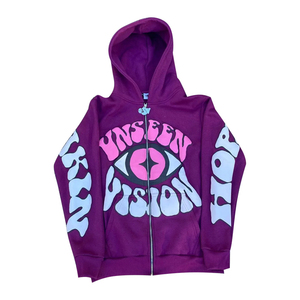 Nouvelle Arrivée Sweat à Capuche Unisexe Écologique Qualité Supérieure Impression Logo Personnalisé en Relief 100% Coton Molleton Épais Coupe Classique Zippé - Product Image 6