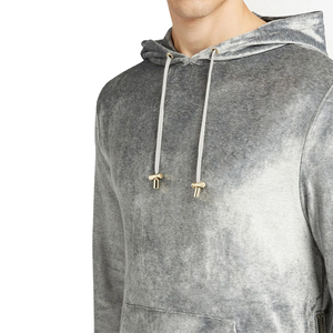 Men's Velvet <b>Hoodies</b> Gray Color <b>Velour</b> <b>Hoodies</b> Warm Pullovers Hip Hop Sweatshirts With Custom Design And Size - Product Image 5