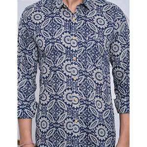 เสื้อเชิ้ตผู้ชายพิมพ์ลายลำลอง ผ้าฝ้าย 100% แขนยาว ลายดอกไม้ ลายจุด ระบายอากาศได้ดี ผ้าป๊อปลิน/อ๊อกซ์ฟอร์ด/ผ้าทอ ไซส์ XL ODM - Product Image 2