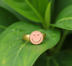 Bague ajustable classique en argent sterling 925 plaqué or éternel avec émail pour le visage, idéale pour les occasions festives - Product Image 3