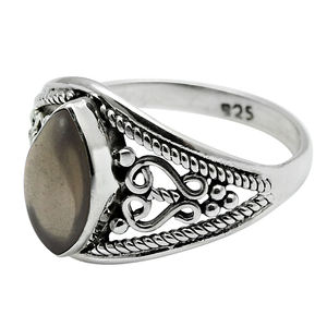 Anillo DE BODA bohemio de cuarzo ahumado de Plata de Ley 925 para hombres y mujeres, joyería fina hecha a mano, llamativos anillos elegantes de estilo Retro - Product Image 2