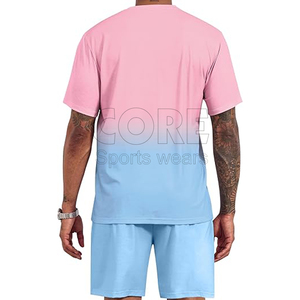 Survêtement 2 pièces à manches courtes pour hommes T-shirt imprimé graphique Ensemble short uni et uni Ensembles de vêtements d'extérieur décontractés pour l'été - Product Image 3