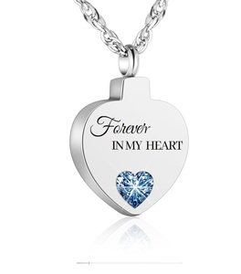 White Cremation Urn Necklace for Ashes Keepsake Birthstone <b>Jewelry</b> Heart Ashes Necklace for Women Stainless Steel Custom Size - Product Image 5
