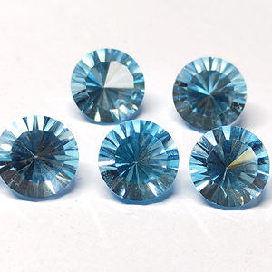 Topacio azul cielo de Grado Superior corte óptico 12mm corte cóncavo redondo piedras preciosas sueltas venta al por mayor Buff Top gemas de Topacio azul para joyería - Product Image 1
