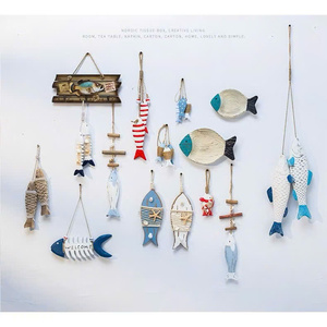 Décoration murale en bois de poisson méditerranéen, bleu apaisant, avec étoile de mer et corde nautique, art mural rustique côtier, artisanat en bois - Product Image 3