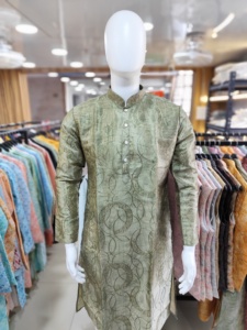 Seda suave pura étnica elegante con tres trabajos e impresión digital Hombre Kurta Fabricante DE LA India al precio más bajo - Product Image 5