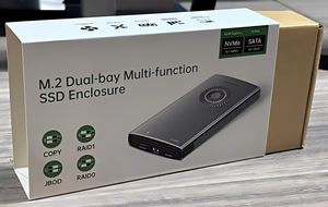 M.2 <b>SSD</b> <b>External</b> Enclosure 20G Dual-Disk Clone NVME NGFF <b>External</b> Array Hard Drive Enclosure with 4 RAID Modes with Fan Vent - Product Image 4