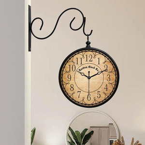 Industrial Vintage Double-Sided <b>Station</b> Clock Old-Fashioned Double-Faced <b>Station</b> Clock - Product Image 1