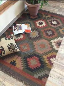 Handwoven Natural Jute Wool <b>Rugs</b> Bohemian Design Wool Jute <b>Rugs</b> Home Decorative Custom Size India Room Door Decoration - Product Image 4