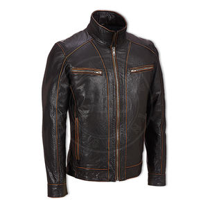 Vestes d'hiver en cuir de couleur marron pour hommes - Product Image 5