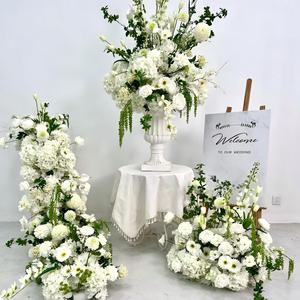 QDROYAL Nouvelle Série Verte Chemin de table en fleurs artificielles en soie pour mariage, arrangement de fond, centre de table, décoration, faible MOQ - Product Image 1