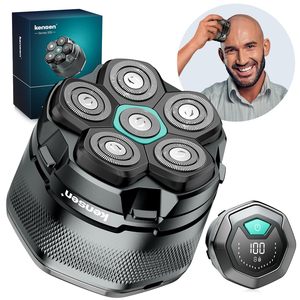 Rasoir Électrique Rechargeable pour Hommes, Tondeuse Rotative pour Crâne Chauve avec Cinq Lames, Utilisation Humide/Sèche, Étanche IPX7, Affichage - Product Image 1
