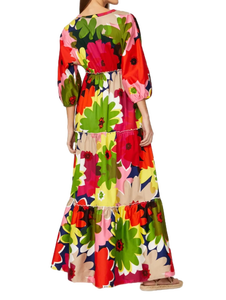Vente à l'exportation de vêtements et accessoires Robe longue à fleurs multicolores avec des tailles personnalisées pour un look chic et moderne d'Inde - Product Image 4