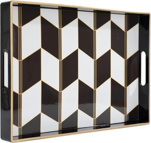 Élégant plateau de service en bois lavé blanc au design vintage avec poignées pour le petit-déjeuner, le café, les collations et la décoration intérieure - Product Image 5