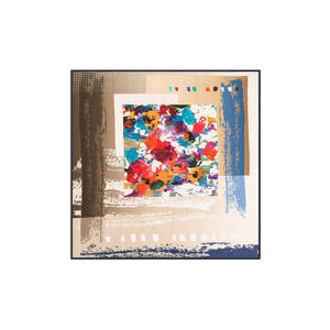 Beige <b>Square</b> Floral <b>Scarf</b> in Cotton and <b>Silk</b> Fashion Ethnic Style - Product Image 1
