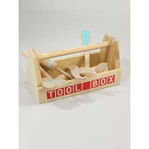 Boîte à outils en bois pour enfants avec ensemble de jouets en plastique pour apprendre les compétences de base - Product Image 1