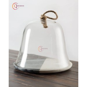 Présentoir à gâteau en marbre le plus exigeant avec dôme en verre fait à la main thème romantique avec décoration florale présentoir à gâteau de forme ronde - Product Image 1