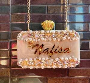 Bolso de mano de metal bohemio con cuentas para compras de noche para mujer, bolsos de mano de verano para playa india, bolsos de mensajero de hombro con marco de metal - Product Image 4