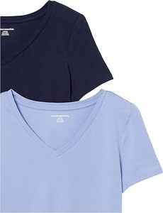 T-shirts d'été décontractés à col en V de couleur unie pour femmes, tricotés en gros - Product Image 2