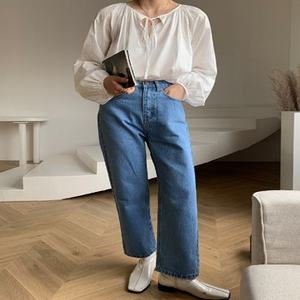 Pantalones de mezclilla de mujer ajustados lavados personalizados-Estilo informal de cintura alta Ligero - Product Image 3