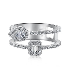 Anillo de Compromiso Personalizado de Oro Blanco de 14k con Certificado IGI, Diamante VVS Baguette, Estilo Hip Hop, Unisex, Plata de Ley 925 - Product Image 1