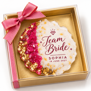 Imanes de Resina Epoxi Personalizados para Refrigerador, Recuerdos de Despedida de Soltera, Nombres Personalizados, Fecha, Regalos de Despedida de Soltera en Rosa Dorado - Product Image 4